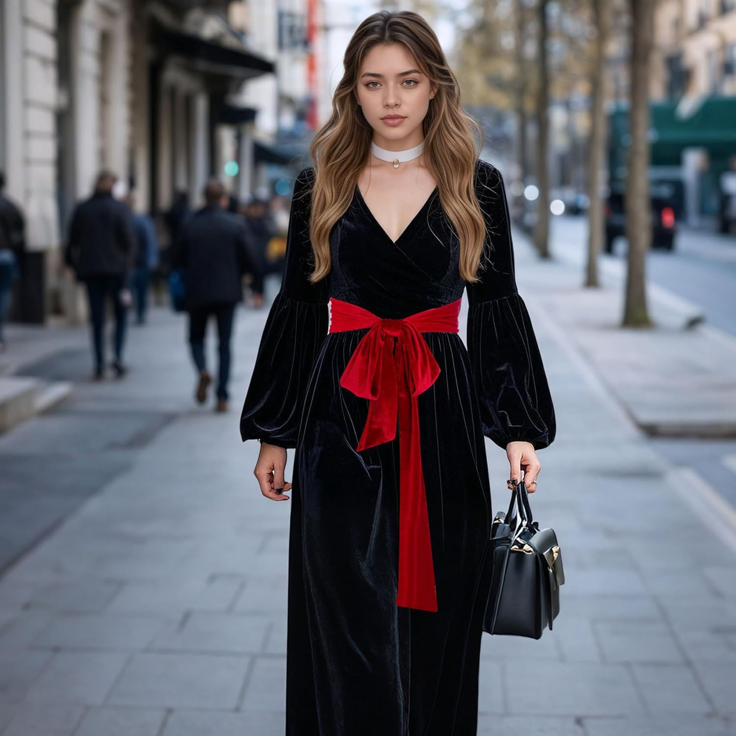 Women Velvet Sash Belt for Dress Tie Waist Dress Belt Wide Long Wedding Bridal Belt for Special Occasion