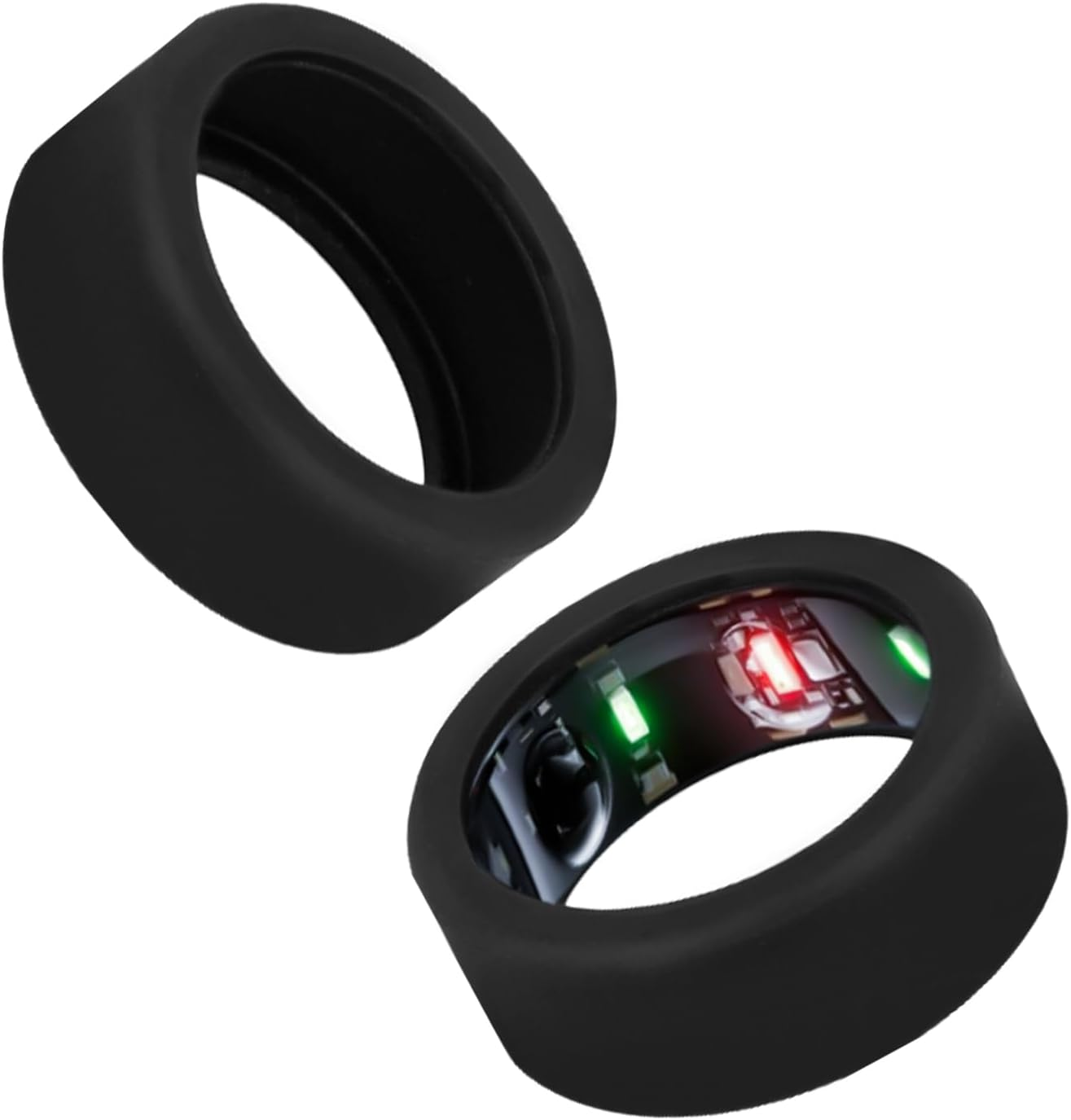 2Pcs Silicone Ring Covers Compatible with Oura Ring Gen 3, Flexible Black Silicone Protective Case for Oura Smart Ring Guard Protector for Gym, Fits S Size(11/12/13) image number 3