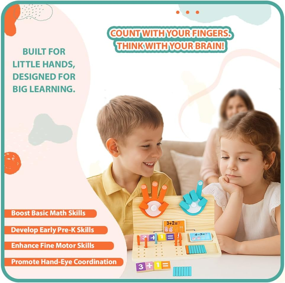 Montessori Math Learning Toy for Kids &ndash; Wooden Educational Counting Set with Double-Sided Board, Number Blocks, 20 Pcs Counting Sticks, 10 Pcs Flashcards, Holder & Pen - Preschool Learning Activities image number 3