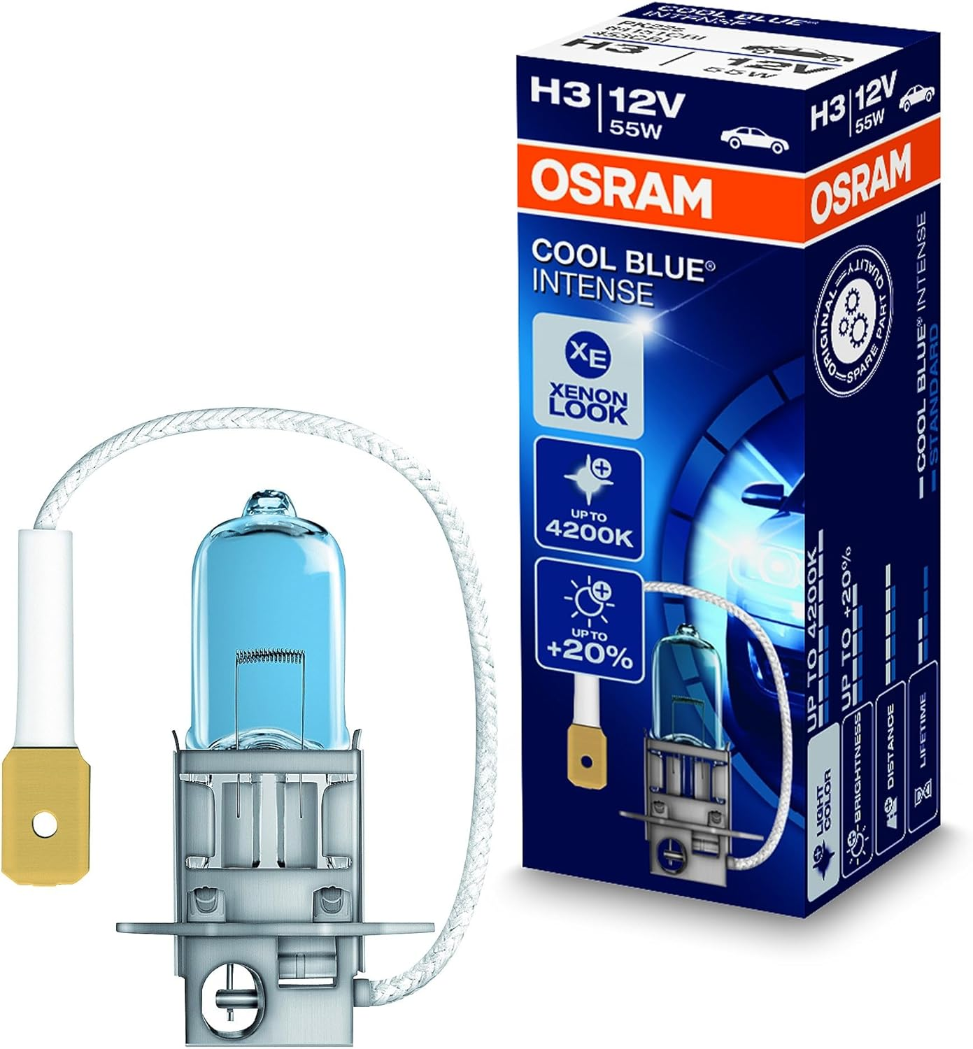 OSRAM 64151CBI Cool Blue Intense H3, Halogen Headlight Lamp, 12 V Passenger Car, Folding Carton Box, Set of 1 image number 1