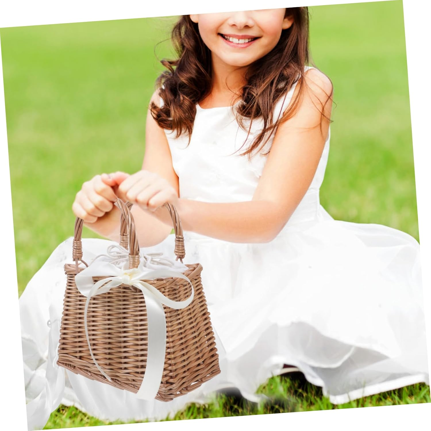 Kichvoe 1Pc Rattan Woven Decorative Flower Basket Small Storage Basket for Home Decor Delicate Woven Bag Lining for Flowers and Dried Arrangements image number 2