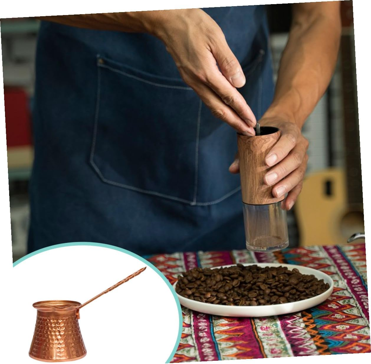 SOLUSTRE 320Ml Multi-Function Turkish Coffee Pot Aluminium Alloy Coffee Maker Compact Espresso Kettle Retro Wear-Resistant for Tea Supplies image number 5