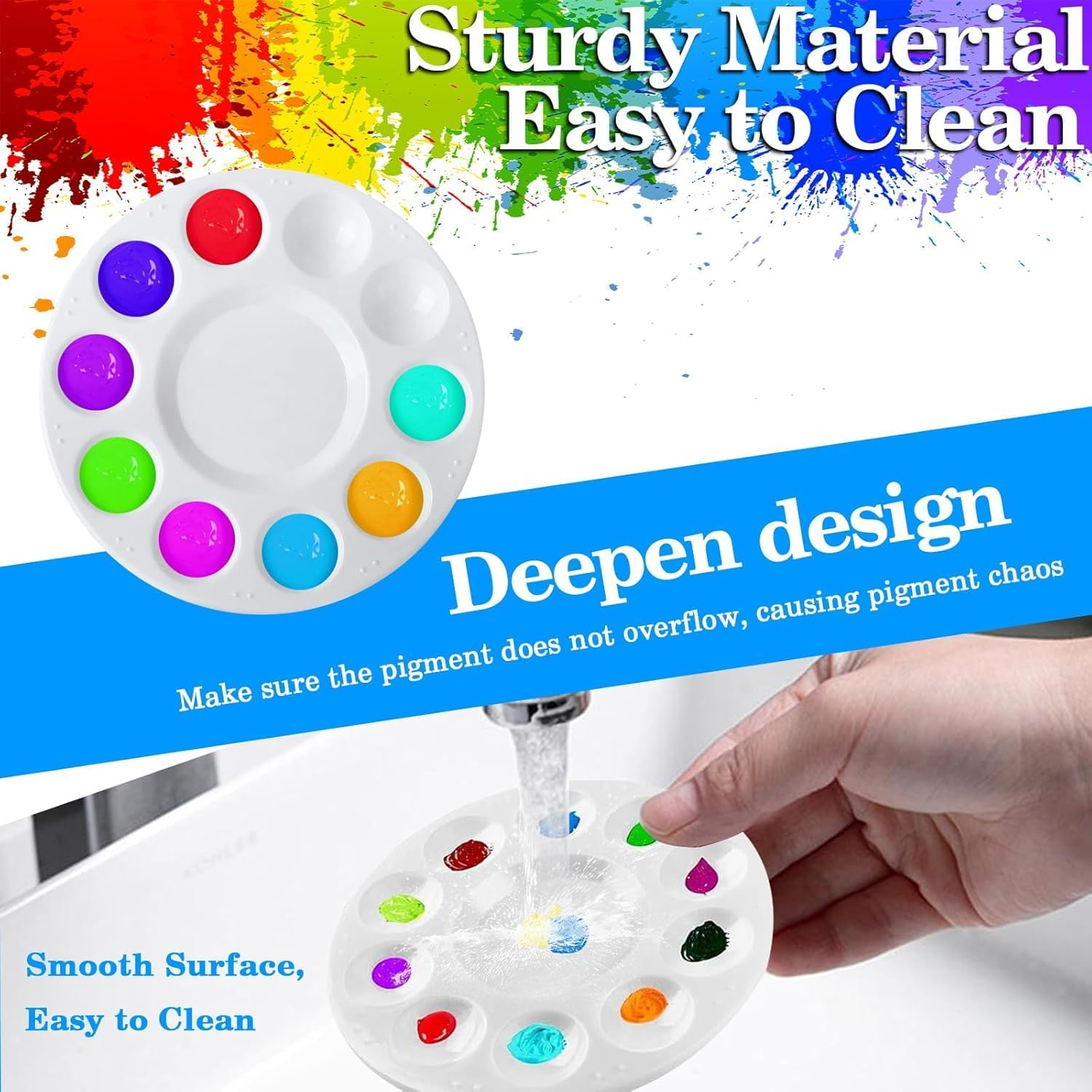 Paint Brushes Palettes Set, Fyvadio 20Pcs Nylon Hair Brushes and 7 Paint Palette, Artist Brushes for Acrylic Oil Watercolor Canvas Face Rock Painting Party Painting image number 3