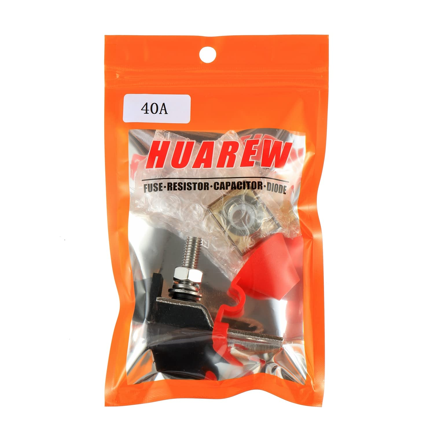 HUAREW MRBF Terminal Fuse Block Kit (Fuse Included), 40A 58V DC Maximum, Single Stud 5/16" (M8) Compact Marine Rated Battery Fuse,Ip66 Waterproof image number 3