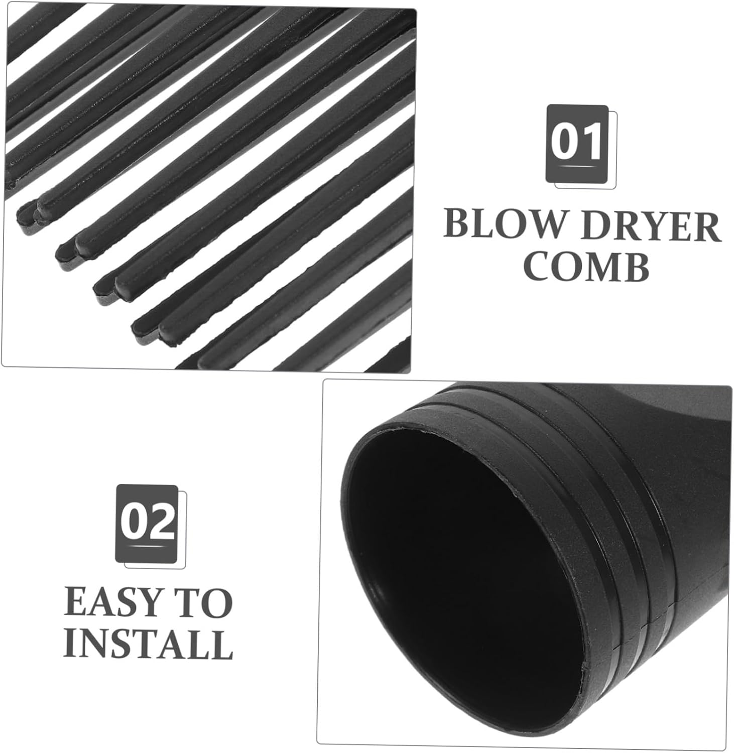 Healeved 2 X Hair Dryer Comb Attachment Compatible with Most Hair Dryer Models, Air Nozzle for Even Heat Distribution and Quick Drying for Smooth and Shiny Hair