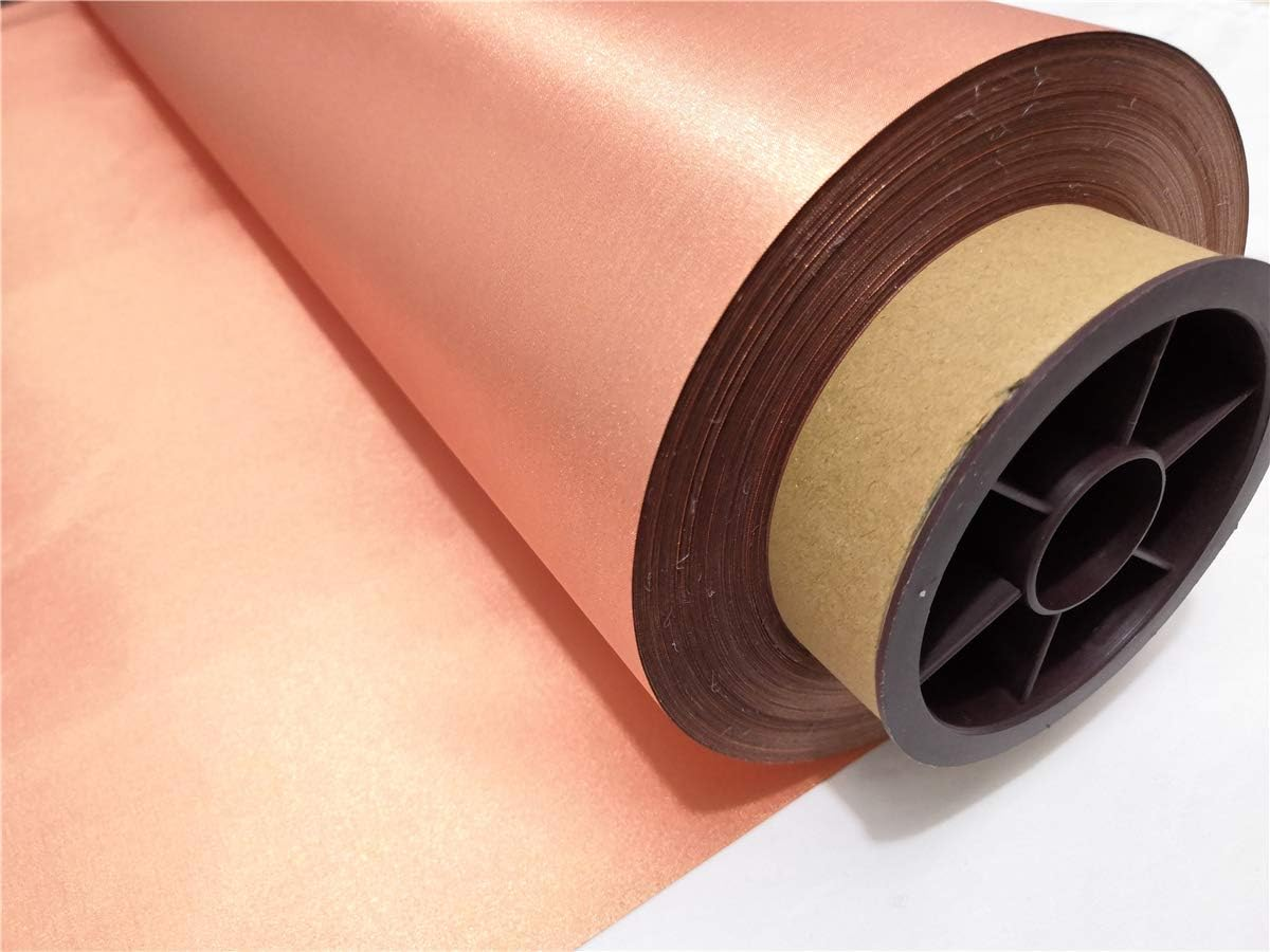 Pure Copper Fabric Blocking Rfid/Rf-Reduce EMF/EMI Protection Conductive Fabric for Smart Meters Prevent from Radiation/Singal/Wifi Golden Color 78"X43" Inch image number 3