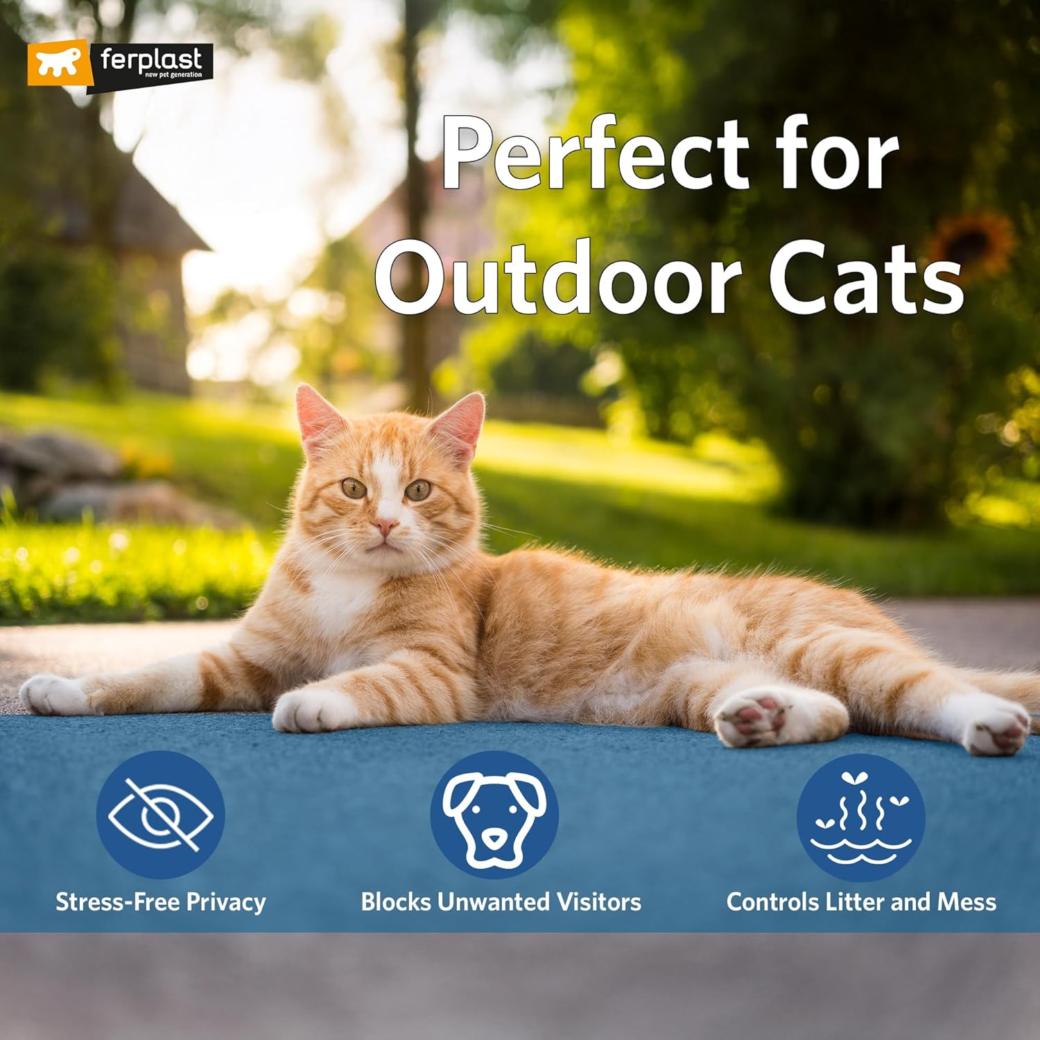 Ferplast Cosmic Outdoor Hooded Litter Box- Black; Measures 20X16X15 image number 1