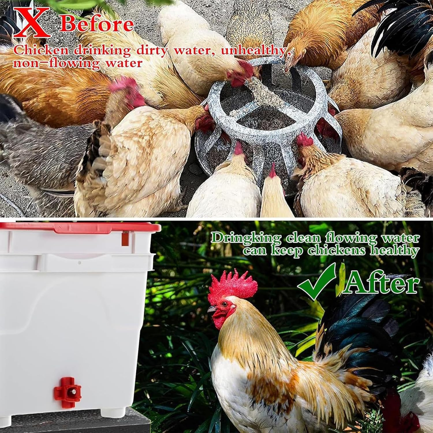 Automatic Chicken Waterer - Automatic Poultry Nipple Waterer Feeder,Horizontal Nipple Chick Feeder with Drill Bits Leakproof Water Dispenser for Outdoor Farm Indoor image number 2