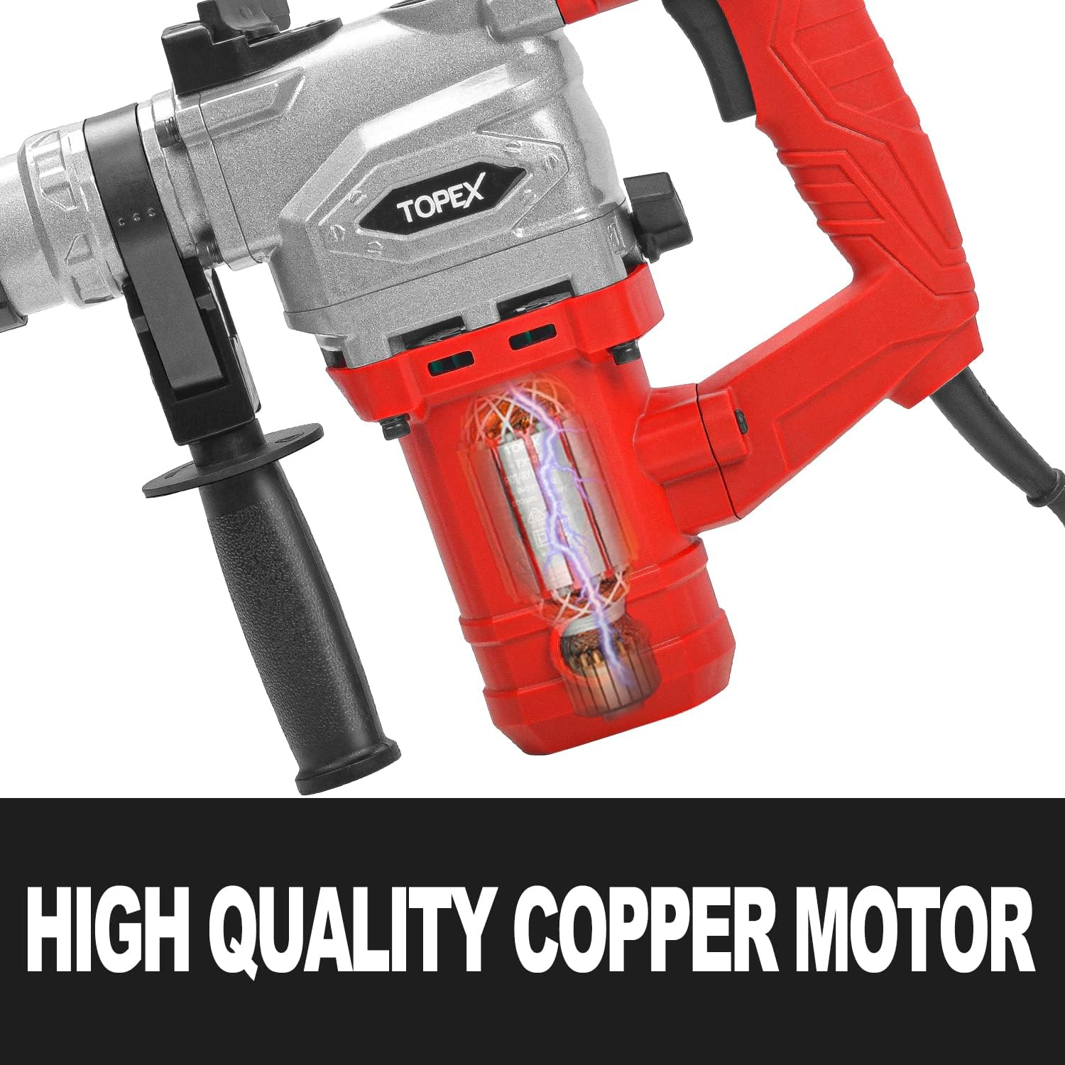 TOPEX 1010W SDS+ Rotary Hammer Drill Demolition Jack Hammer Kit W/Chisels Drill image number 6