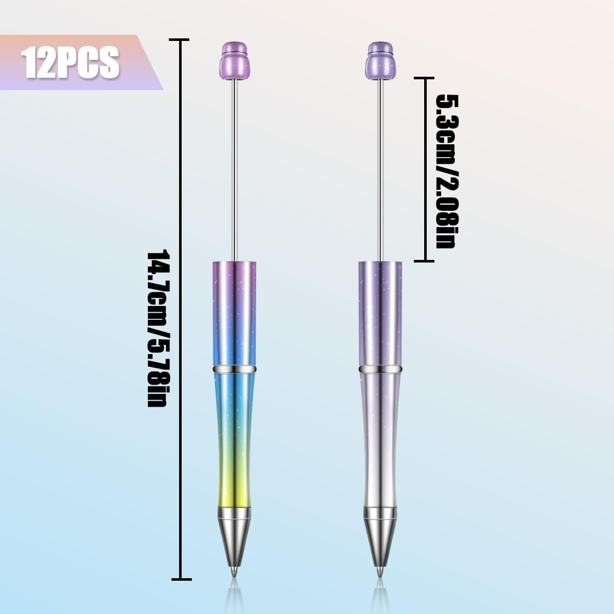 BEZANU Beadable Pens, 12 PCS Bead Ballpoint Pen for School, Office Supplies (14.5Cm/5.7In)