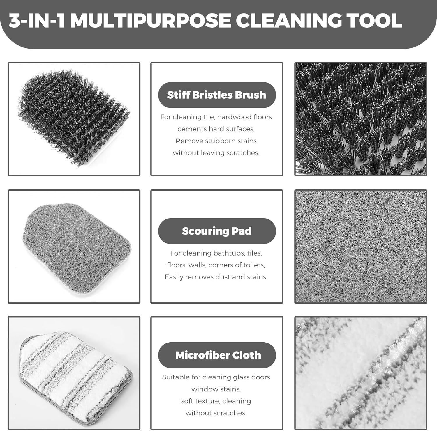 Woobroo Shower Cleaning Brush, Black, 10623 Cm image number 2