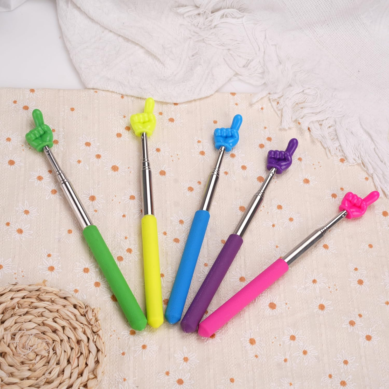 Pack of 5 Extendable Pointing Sticks, Extendable Pointing Stick, Telescopic Teacher Pointer, Stainless Steel Extendable Teacher Pointer, Hand Pointer for Presentations image number 1