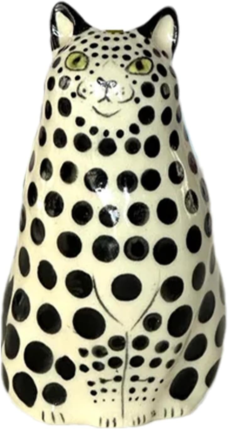 Polka Dot Cat Vase | Resin Cat Flower Bud Vase - Tiny Animal Vases for Cat Lovers, Home Decorations for Bookshelf, Table Decoration