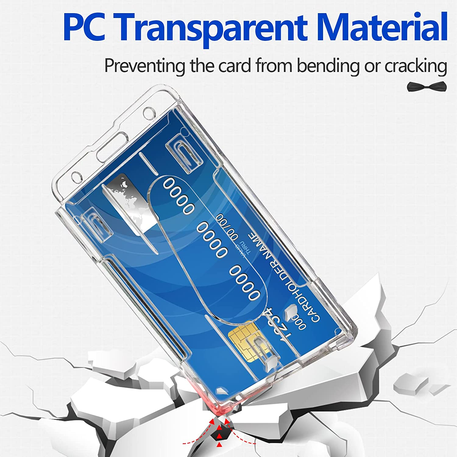 Teskyer 2 Pack Heavy Duty Retractable Badge Reel Clip with Hard Plastic Clear Badge Holders, Holding 2 Pieces of ID Badge Name Card, Vertical and Horizontal Style image number 5