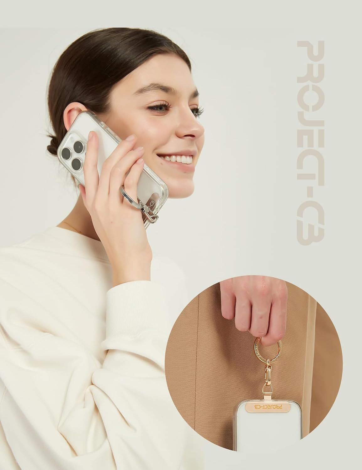 Project-Cb Phone Tether Tab &times;1,Spring Ring &times;1,Metal Patch,Universal Phone Lanyard Patch without Adhesive,Phone Strap Replacement Part for Cell Phone (Gold) - Gold image number 4