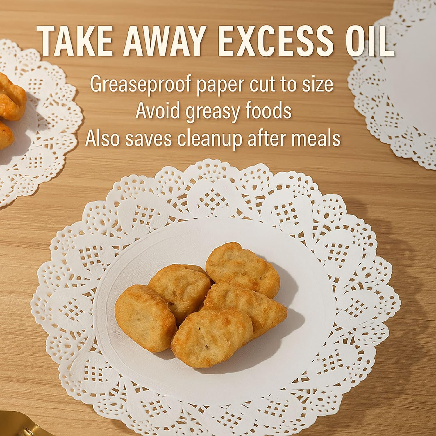 SYGELER 150 Pack White Paper Doilies,Lace Paper Placemat for Cake, Food, Dessert -Elegant， Disposable Lace Paper Doilies for Any Occasion(16.5Cm, 21.6Cm, 26.7Cm) image number 6