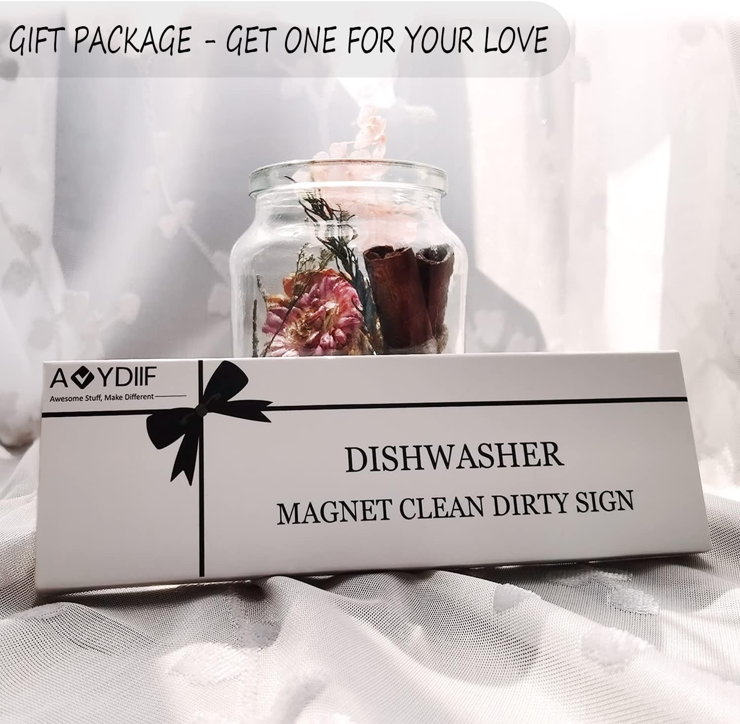 Dishwasher Magnet Clean Dirty Sign, Clean Dirty Sign Accessories for Dishwasher Non-Scratch/Super Strong Soft Magnet with Optional Adhesives/Easy to Read & Slide (Black& White) - Black  Green image number 4