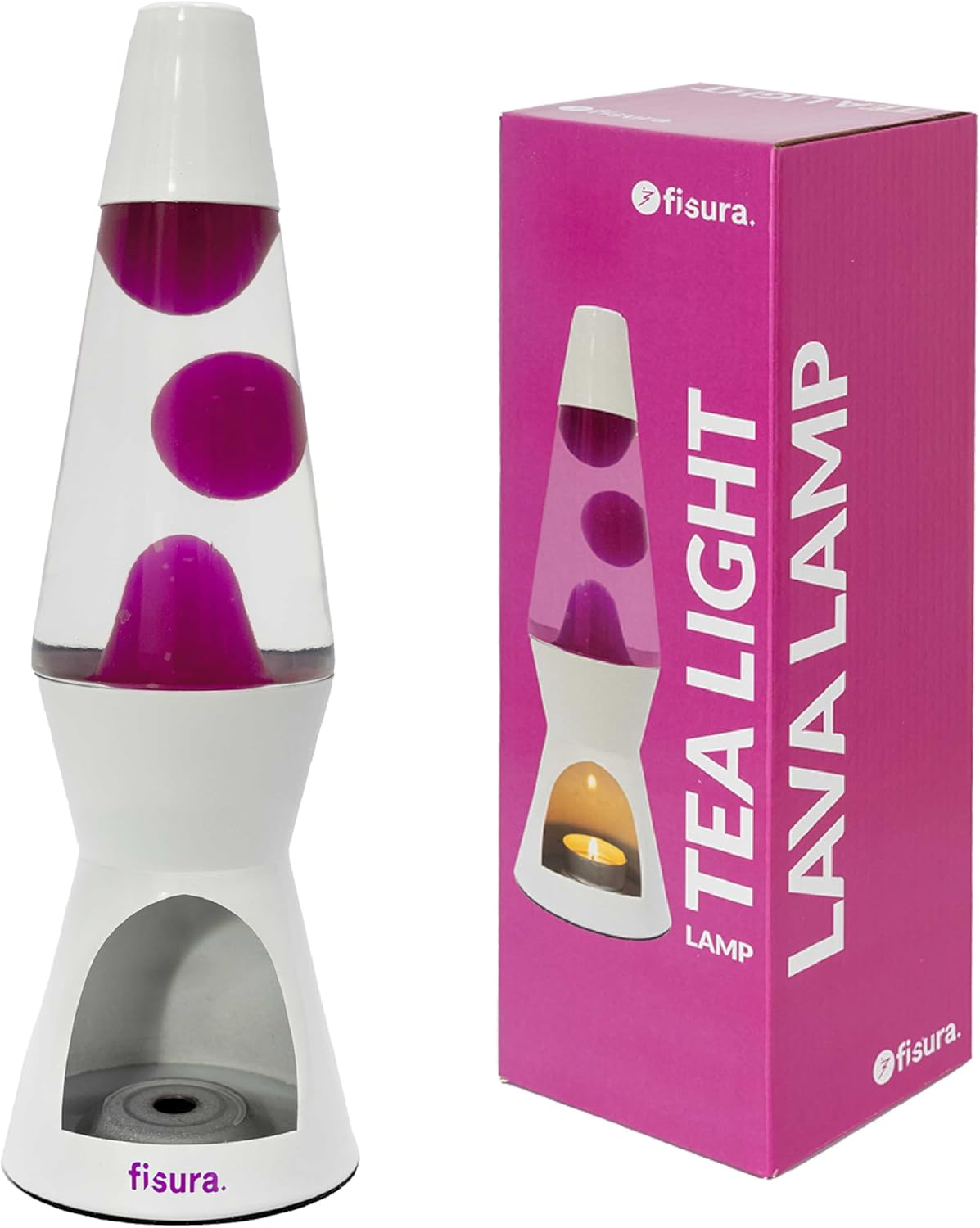 FISURA Lava Lamp with Candle - No Electricity Required, Pink and White, Environmentally Friendly. Original Gift, 29 Cm X 8.5 Cm (Candle Not Included)