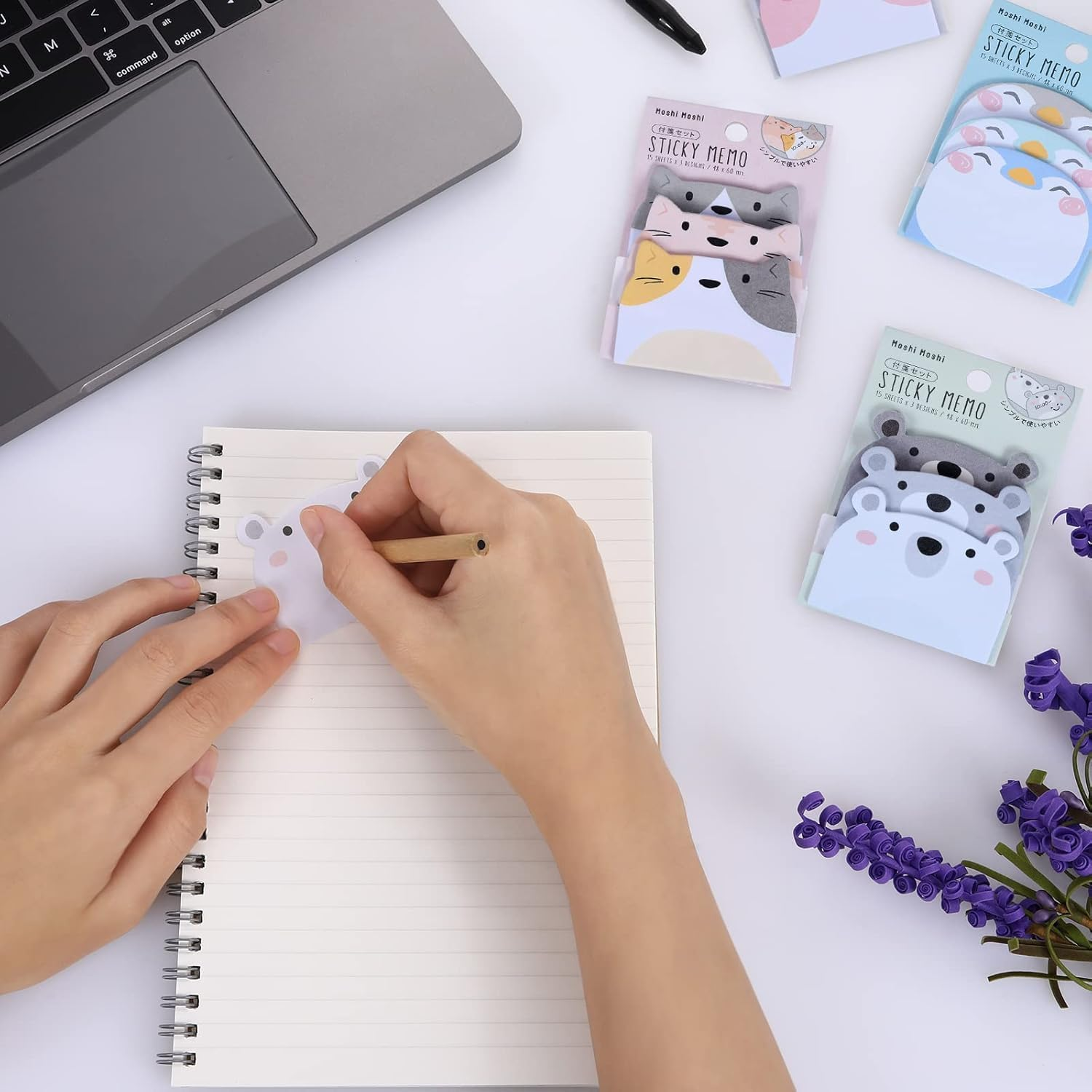 Cute Animal Sticky Notes - Cartoon Sticky Note Memo, Self Stick Note Supplies (6) for Students, Home, Office & Gifts image number 6