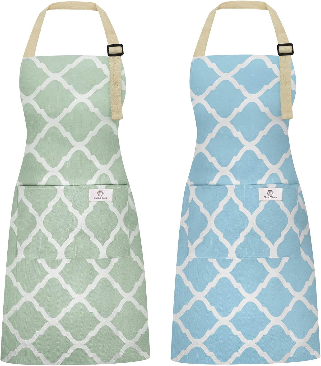 Riqiaqia 2Pack Aprons for Women Men with Pockets