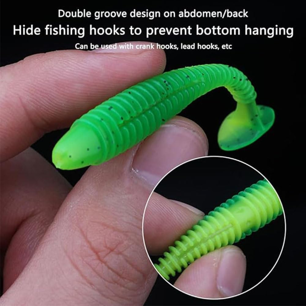 50Pcs Paddle Tail Swim Baits, Durable Soft Plastic Swimbait Paddle Tail Swimbait Soft Fishing Lures,Bass Trout Walleye Crappie Fishing Bait for Saltwater/Freshwater