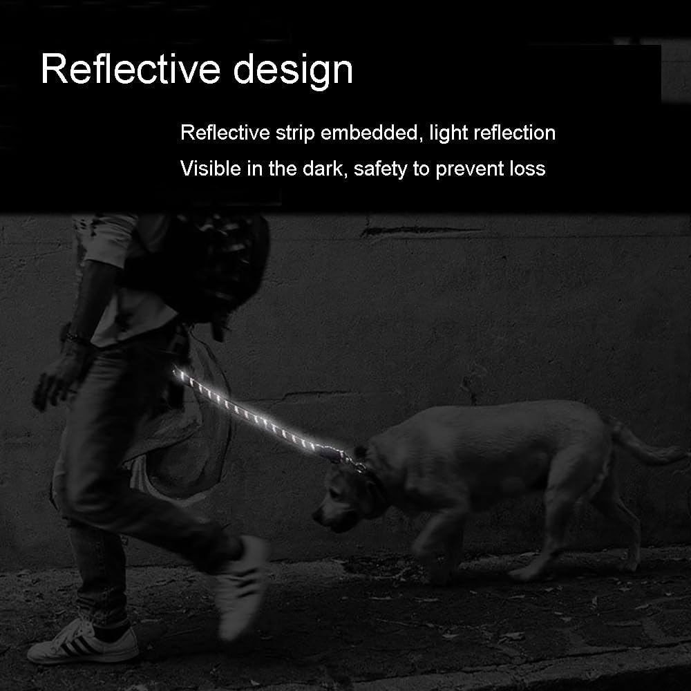 Easy Control with Short Dog Leash for Climbing Training Walking and Guiding Blind, 2 Feet Nylon Dog Leash, Strong Leash with Highly Reflective Threads for Medium Large Heavy Duty Dog Leads (Black)