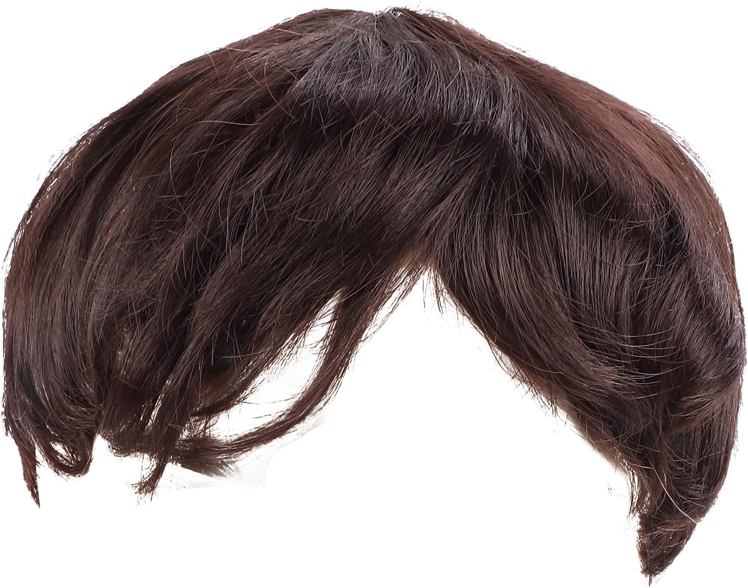 Short Brown Wigs for Men, Mens Dark Brown Wig Short Men Wig Curly Men'S Wig with Side Swept Bangs Synthetic Full Wig for Male Daily Party Costume Cosplay Wear, Hair Replacement image number 3