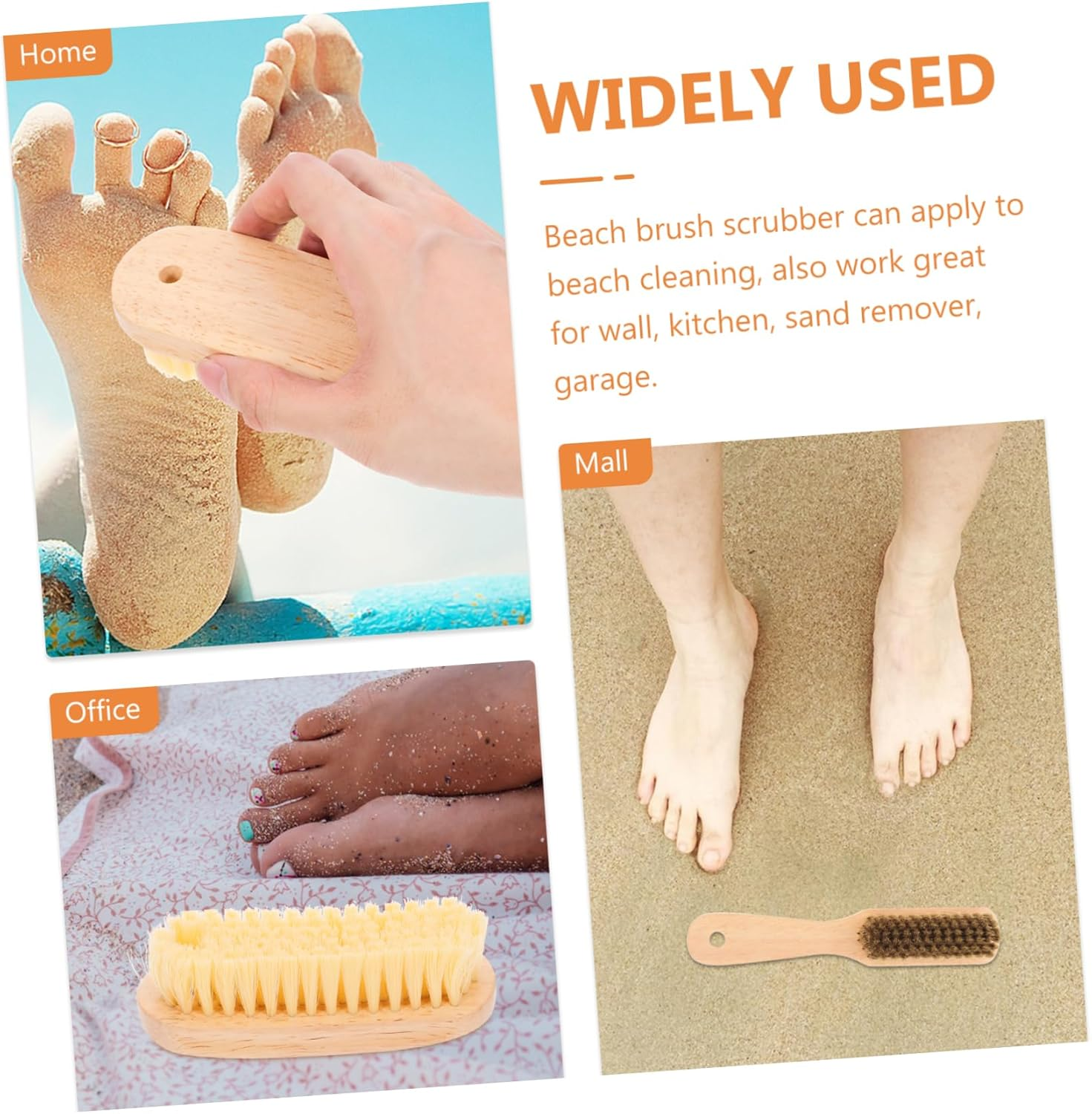 Totority Sand Removal Beach Brush Set - 2Pcs Soft Brushes for Cleaning Surf and Sand, Birch Handle image number 1