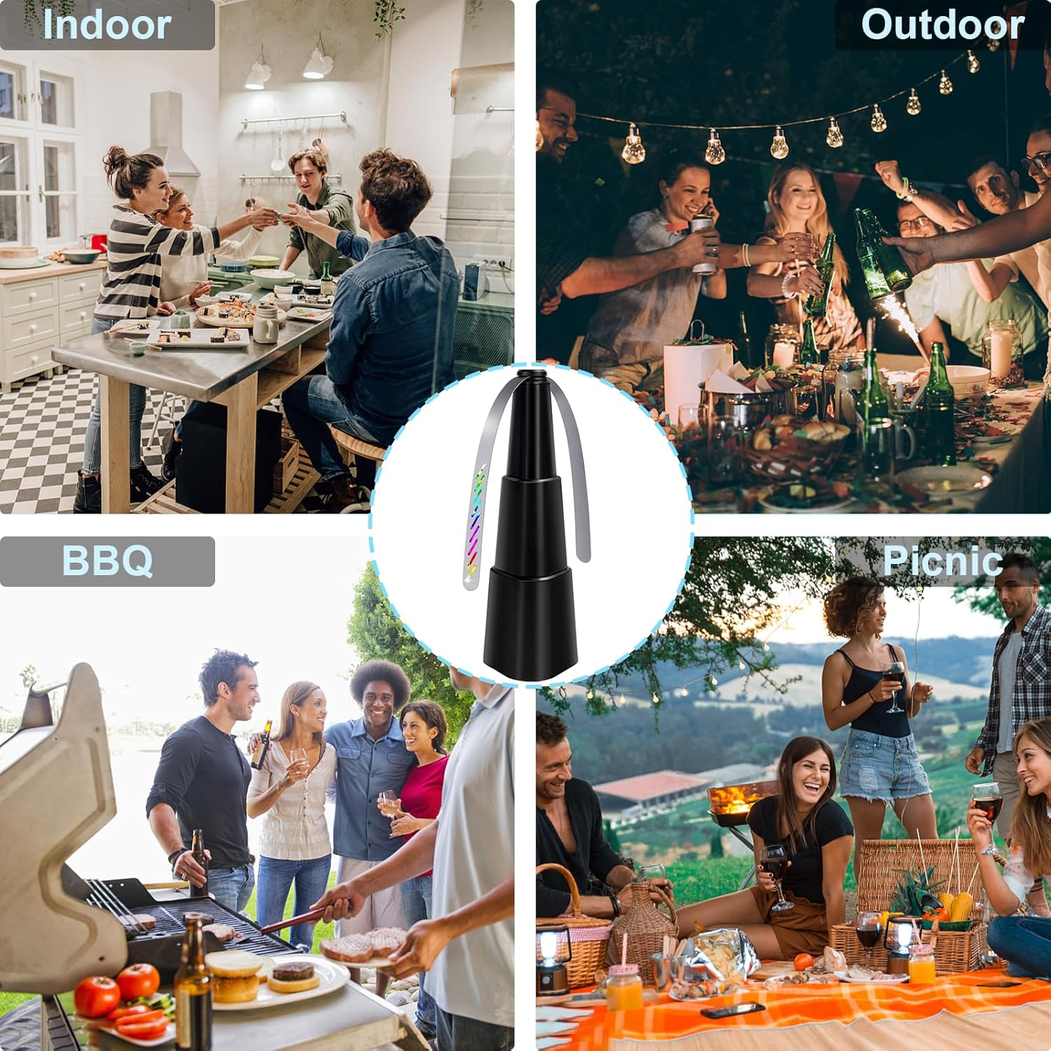 Stretchable Fly Fans for Tables 4 Packs,Portable Outdoor Fan,Food Fan for Indoor Outside,Battery Powered Fly Fan for Picnic,Party,Restaurant,Kitchen and BBQ image number 5