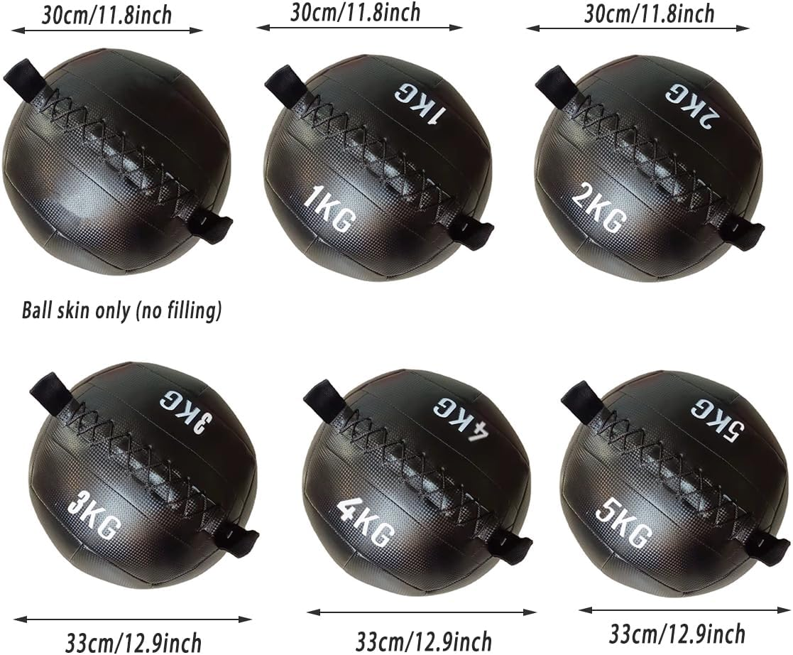 AIMALL Non-Elastic PU Medicine Ball for Balance and Stability, Soft Squat Wall Ball for Strength Training Workouts, Available in 2.2 to 11 Lbs Sizes