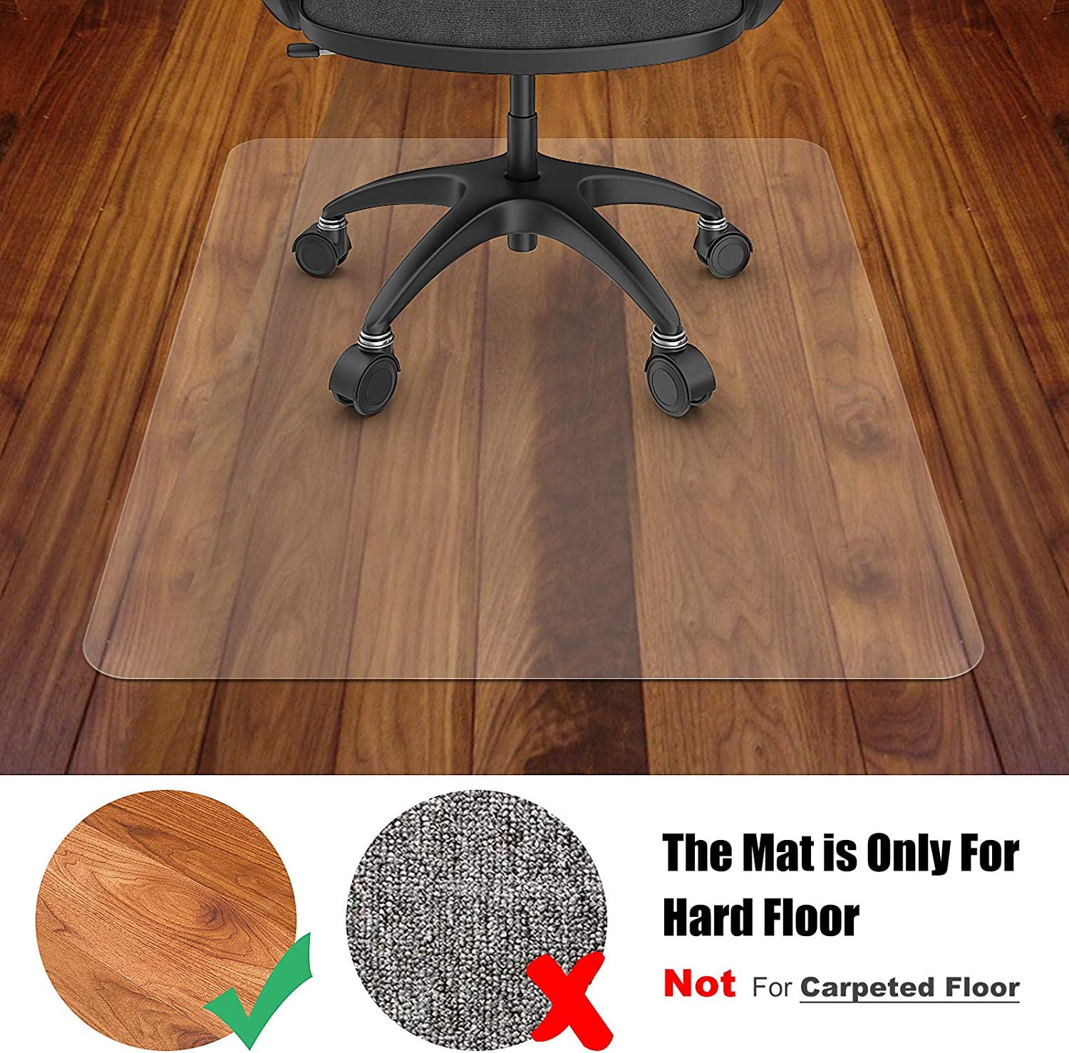Azadx Home Office Chair Mat, Transparent Hard Floors Protector 30 X 48'' Rectangle image number 3