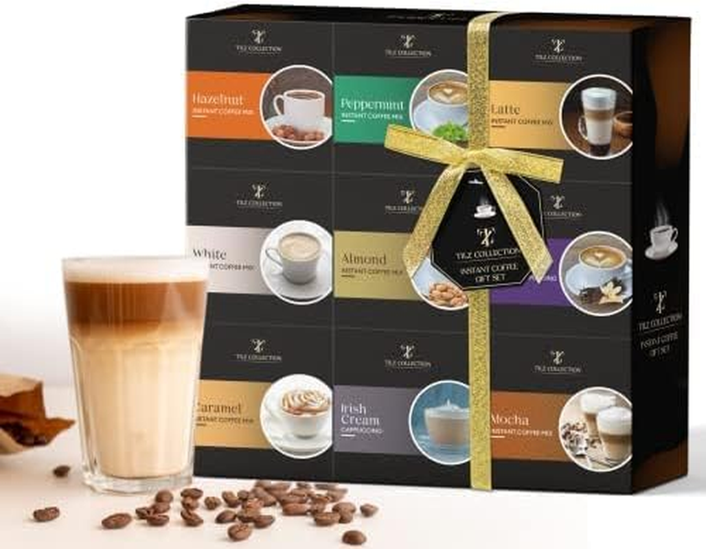 Coffee Gifts - 9 Flavoured Instant Coffee Gift Set, Gourmet Coffee, Gifts for Coffee Lovers, Coffee Sampler Gift Set, for Coffee Gift Basket |With Hazelnut, Caramel |Gifts for Women & Men image number 2