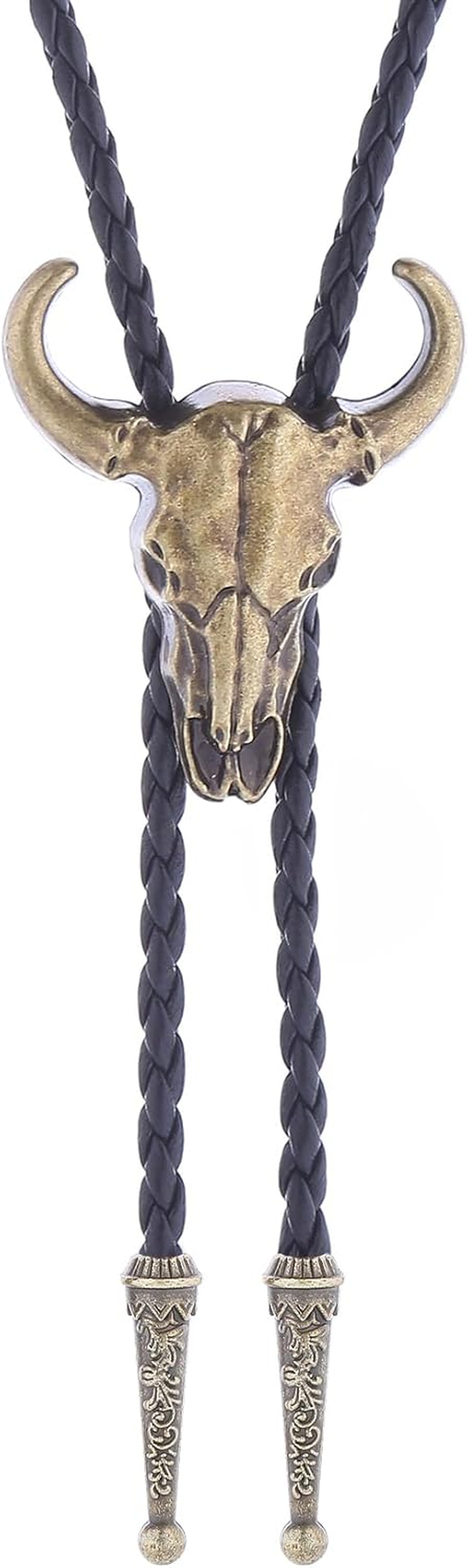 Gelconnie Bolo Tie for Men Women Leather Rope Wedding Necklace Western Cowboy Bolo Tie Western Leather Necktie image number 6