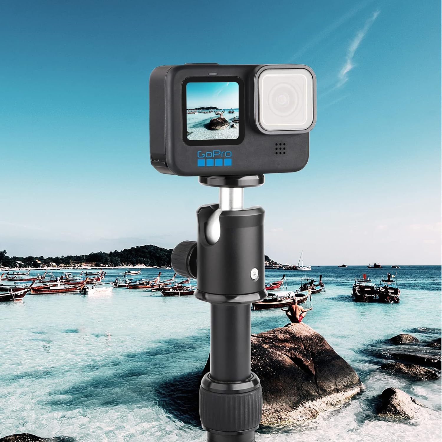 HSU Replacement Folding Fingers Compatible with Gopro Hero 12/11/10/9/8 Black Max, Replacement Adapter Mount with 1/4 Tripod Connector Port for Housing Handle Monopod Mount image number 4