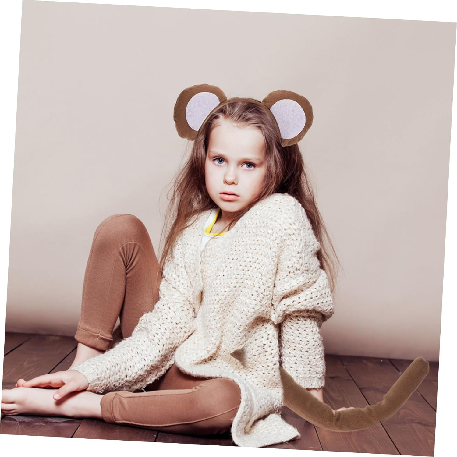 Minkissy 3Pcs Cartoon Animal Dress up Set for Boys and Girls Includes Monkey Headband Bow Tie and Fun Monkey Tail for Costume Party and Jungle Theme Party Decorations