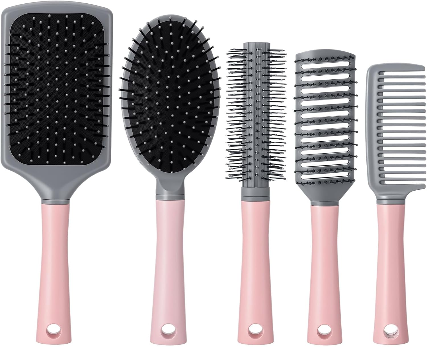 Dusaniyali 5 Piece Hair Brush Set Massage Hair Brushes Relaxing Brushes Bristles Comb Anti-Static Hair Brush Styling Brush for Women Men Children All Wet or Dry Hair