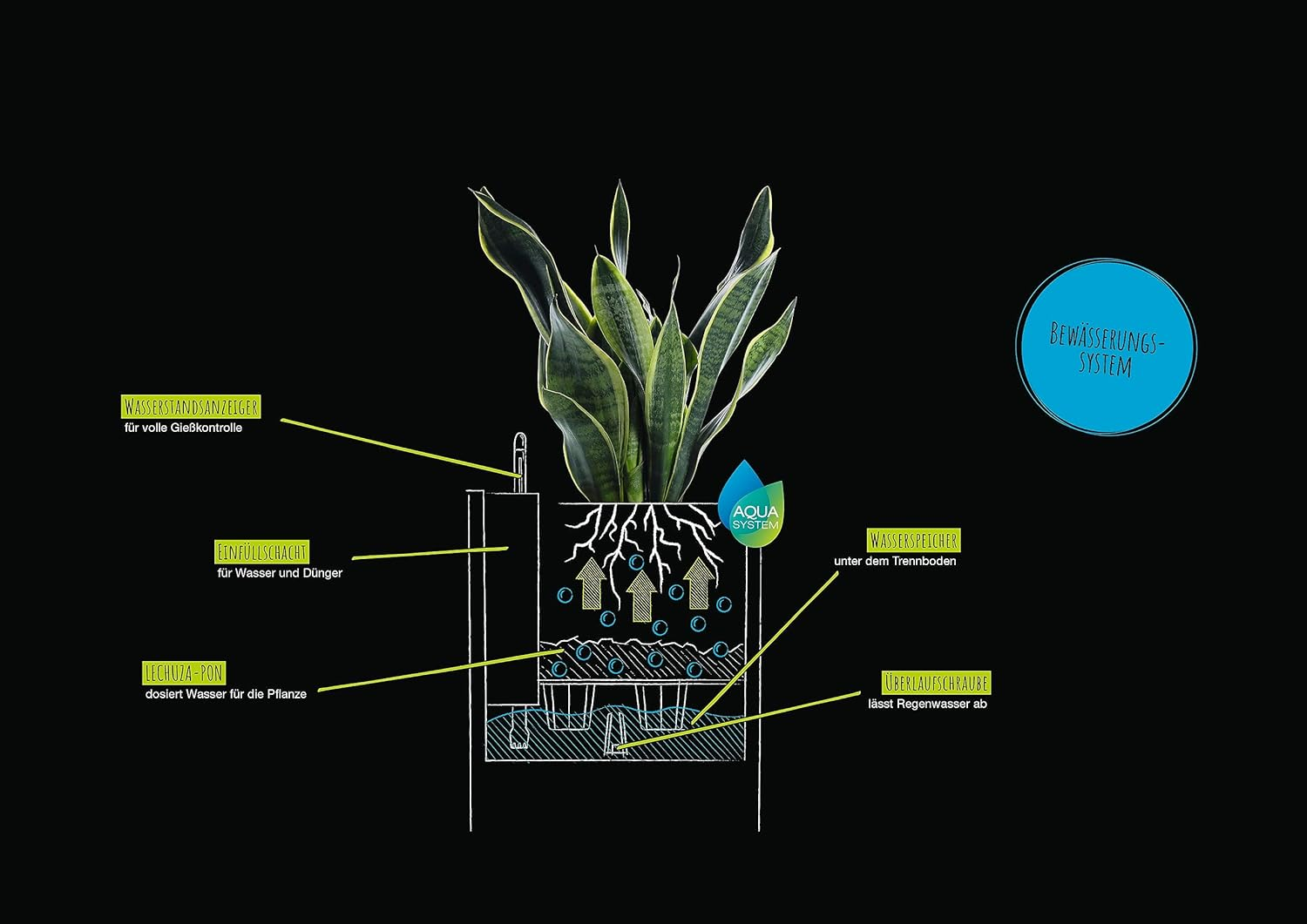 Lechuza Canto Stone 30 Tall Self-Watering Garden Planter, Graphine Black, 12" X 12" X 22"