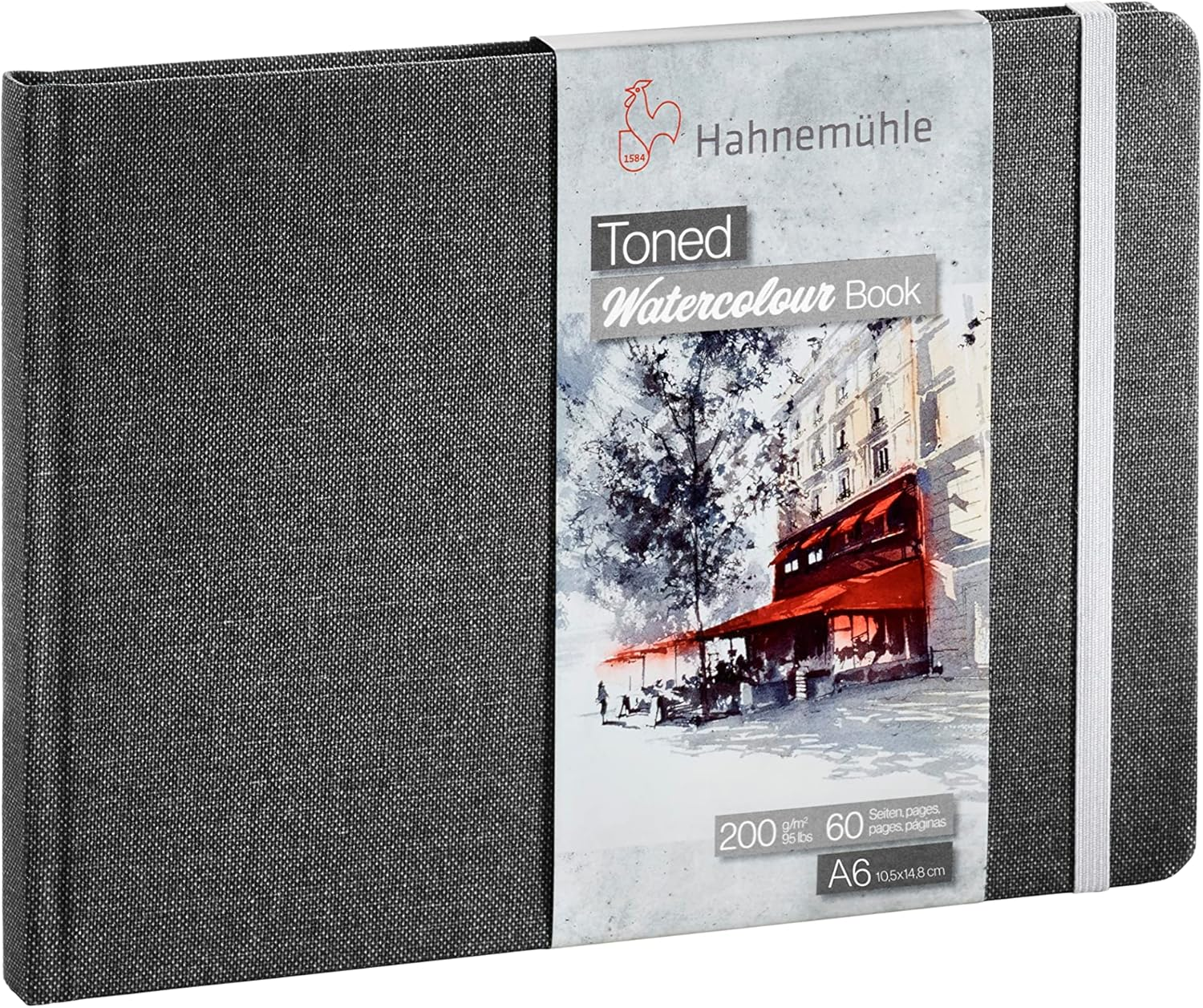 Hahnemuhle Toned A6 200Gsm Landscape Watercolour Book, 60 Pages, Grey