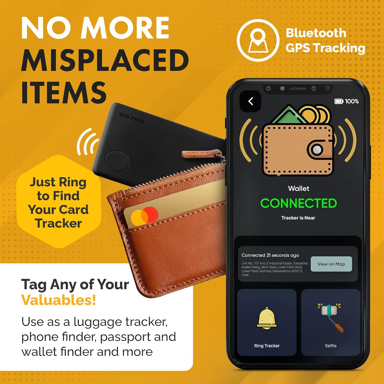 Tag8 Dolphin Slim Card Tracker Wireless Bluetooth Tracker with Anti-Lost & Anti-Theft Alarm, Item Locator for Key, Wallet, Luggage, Mobile & Other Item Finder Compatible with Ios & Android - Pack of 4 image number 4