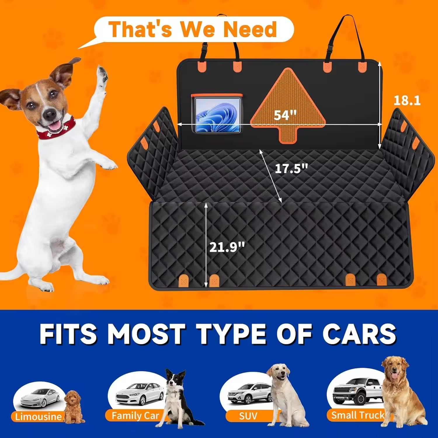 Dog Seat Cover for Dogs, Large Space Dog Car Seat Cover for Backseat, Waterproof Pet Seat Cover Dog Hammock with Mesh Window for Cars, Suvs, Trucks image number 2