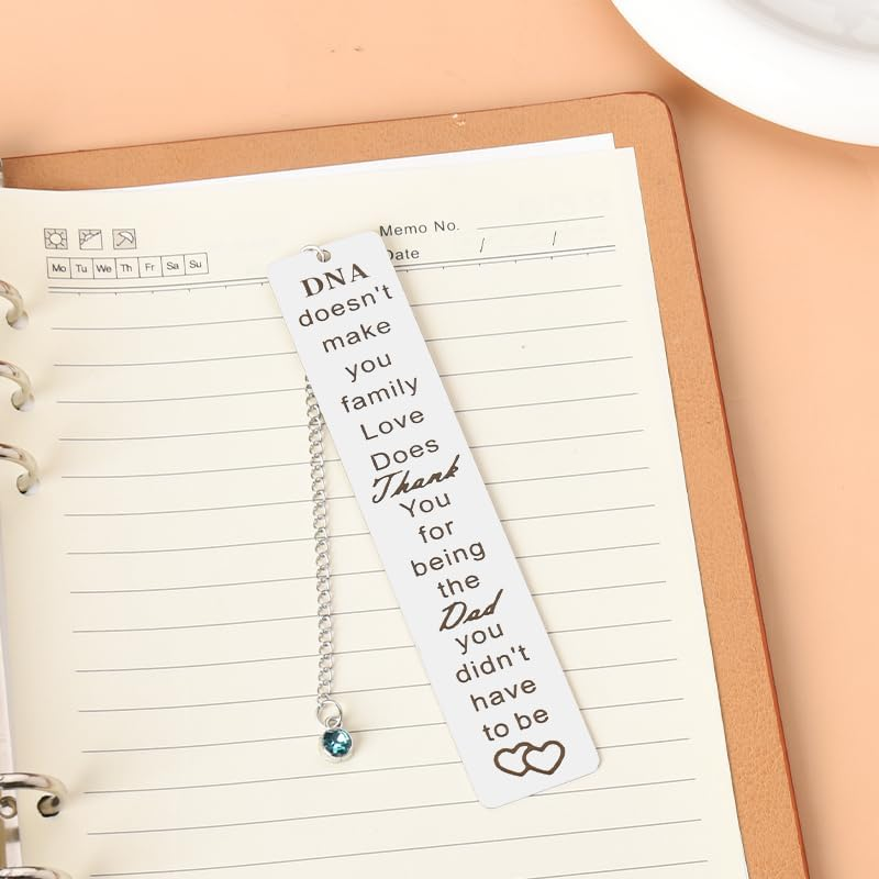Father Day Gifts for Step Dad Birthday Gifts for Stepdad Bonus Dad Gift from Daughter Son Dad Thank You Gifts for Men Step Father DNA Doesn'T Make You Family Love Does Bookmark Engraved Gifts for Dads image number 3