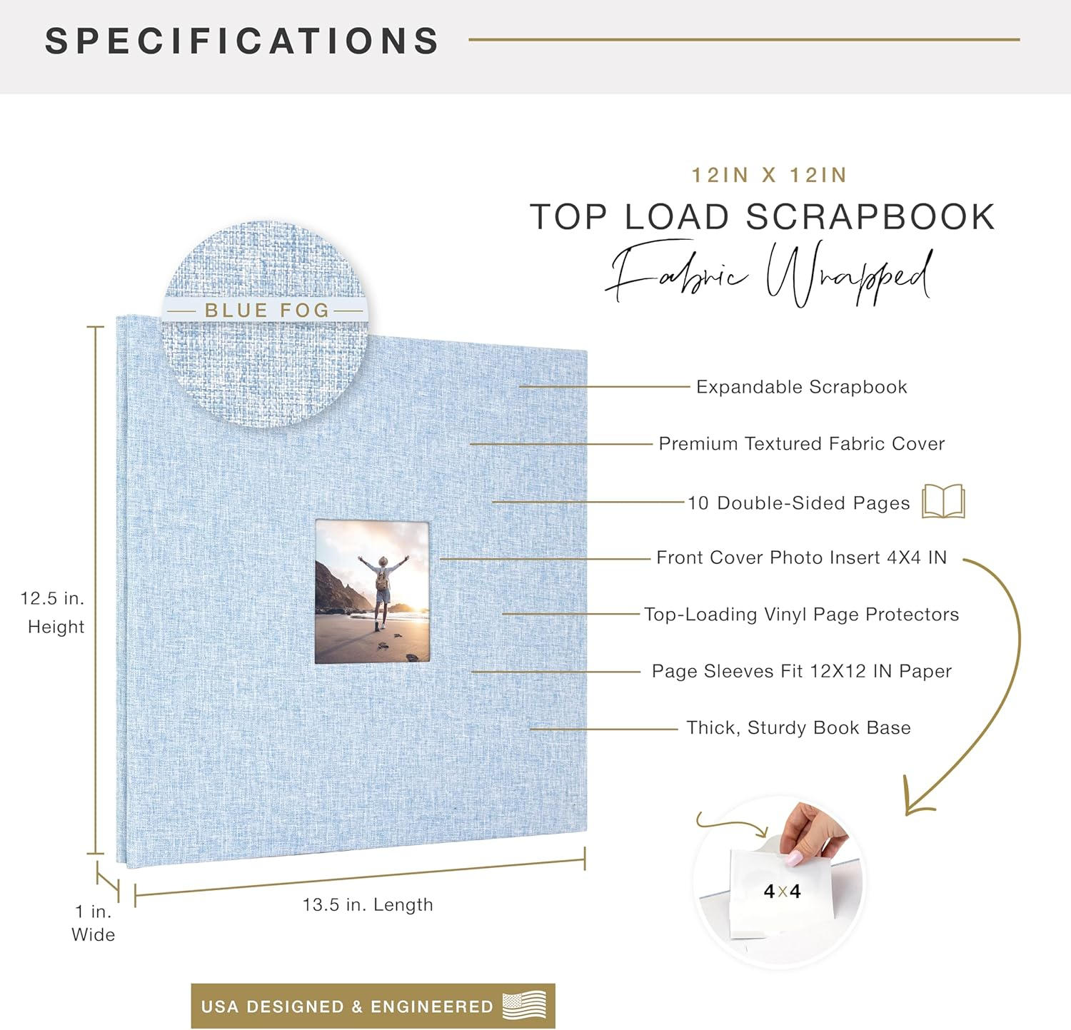 12X12 Fabric Scrapbook, Blue Fog image number 5