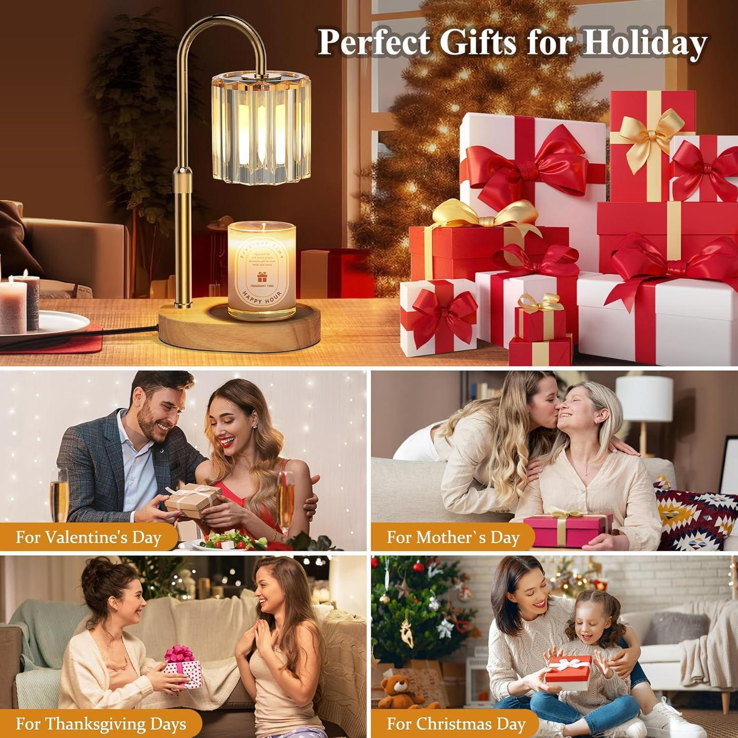 Telfun Candle Warmer Lamp with 2 Bulbs, with Timer Dimmer Adjustable Height, Birthday Gifts for Women, Mothers Day Gifts for Mom, House Warming Gift, Wax Melt Warmer for Scented Jar Candles, AU Plug image number 3