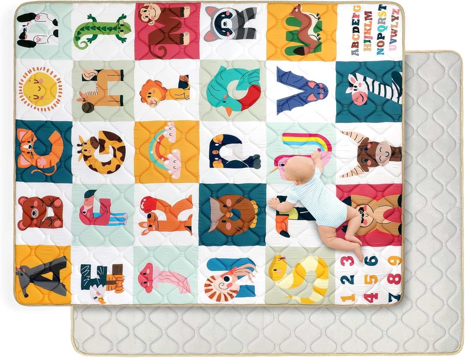 Decalsweet Baby Play Mat 150 X 180 Cm with Non-Slip, Extra Thick 2 Cm Soft Crawling Mat Baby, Foldable Crawling Blanket for Baby Crawling Rug for Children'S Room Indoor Outdoor Fence (Forest Animals)