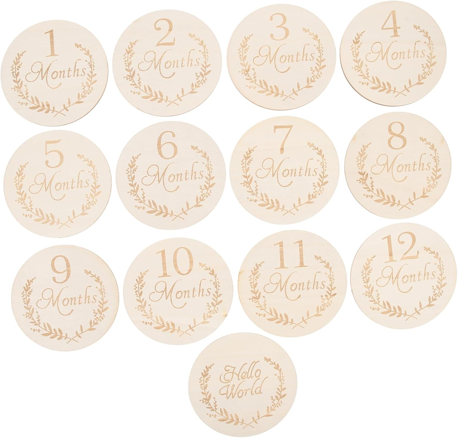 HOODANCOS 13Pcs Wooden Discs Monthly Cards Milestone Cards Photo Props for Nursery Decor and House Decoration Items