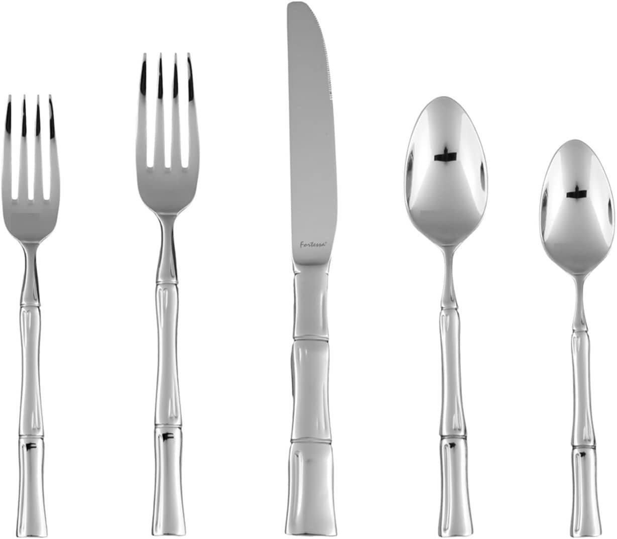 Fortessa Lucca Flatware Set, 20-Piece, Faceted Stainless
