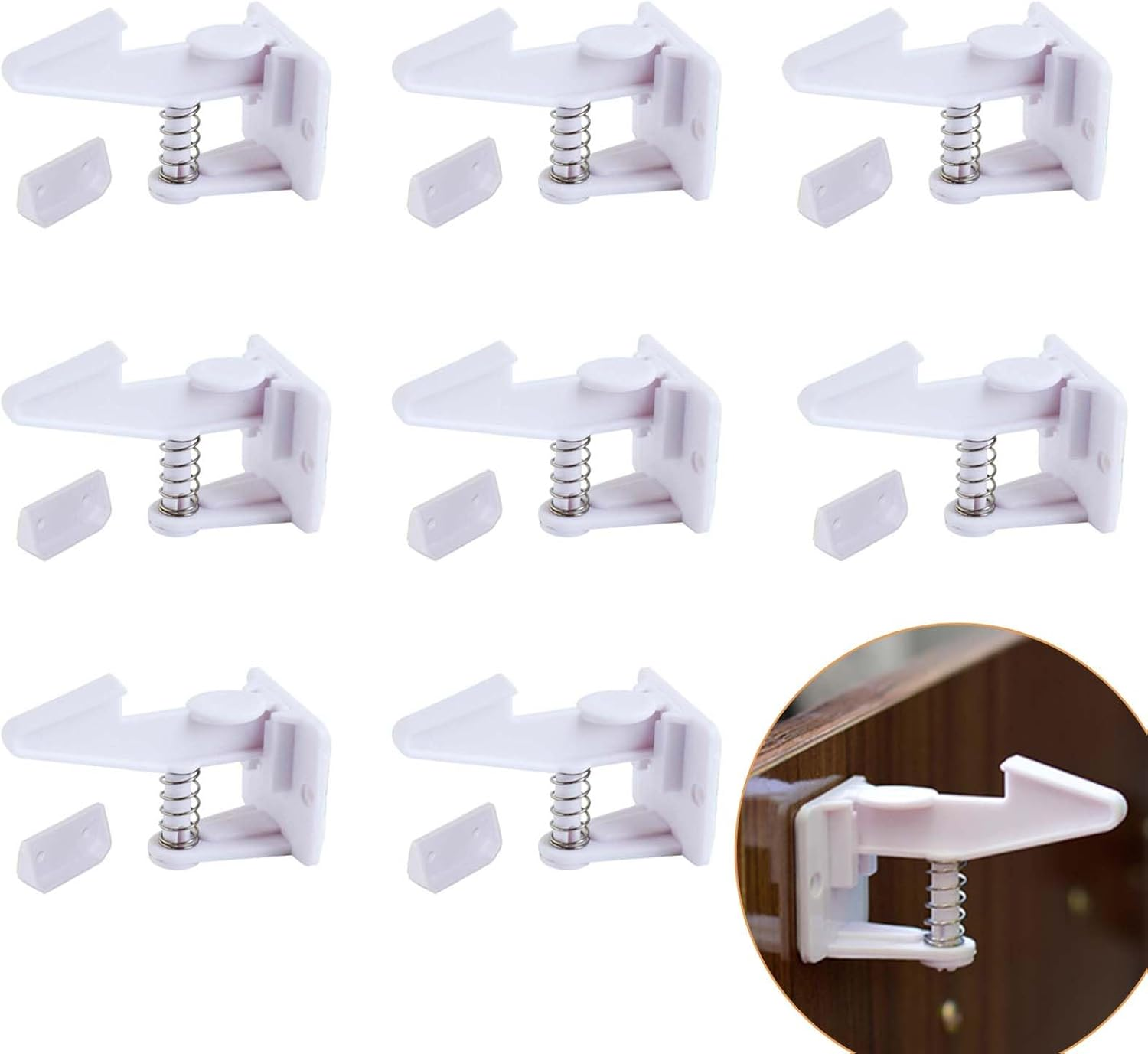 Child Safety Drawer Locks 8 Pack - Baby Proof Cabinet Latches with Heavy Duty Adhesive, No Drill Installation & Tool-Free Setup for Australian Homes image number 1