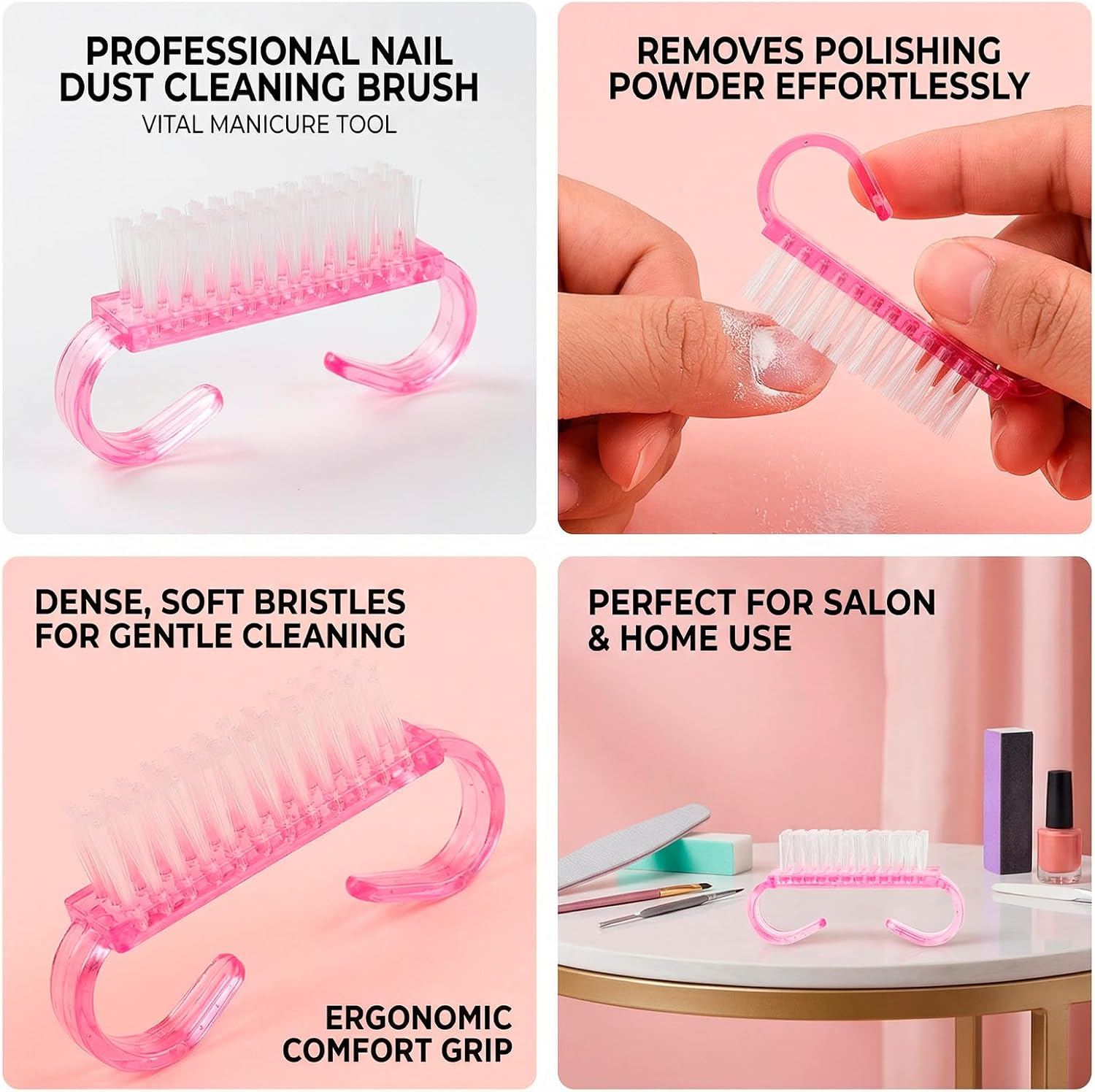 Yxvyxymyxxg​ Nail Dust Brush Collection - 5-Piece with Ergonomic Grip, Soft Bristles for Gentle Nail & Cuticle Care, for Detailed Manicure and Pedicure image number 2