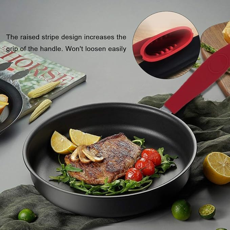 2Pcs Non-Slip Pot Holder Sleeve (Black) R Silicone Heat-Insulating Handle Holder Pot Holders Cover Rubber Hot Resistant Non Slip Pot Holder Sleeves for Cast Iron Skillets Metal Frying Pans image number 1