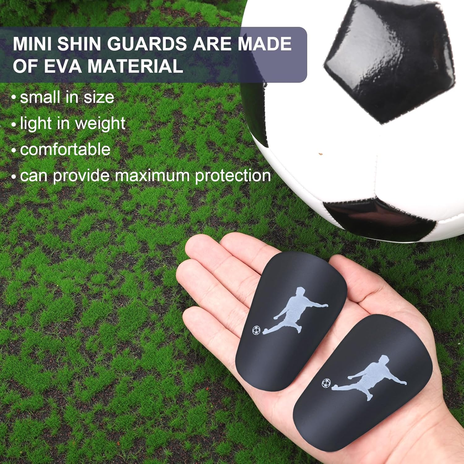 2Pcs Mini Soccer Shin Guards, Extra Small Shin Pads Tiny Shin Guards Miniature Protective Equipment for Adults Kids Youth Men Women Football Players Boys Girls (3.1X1.9In) image number 4